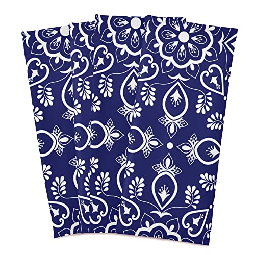 Qilmy Mexican Talavera Kitchen Dish Towel Set of 6, Soft Absorbent Dish Cloths Decorative Tea Bar Drying Towels, 18 x 28 Inch