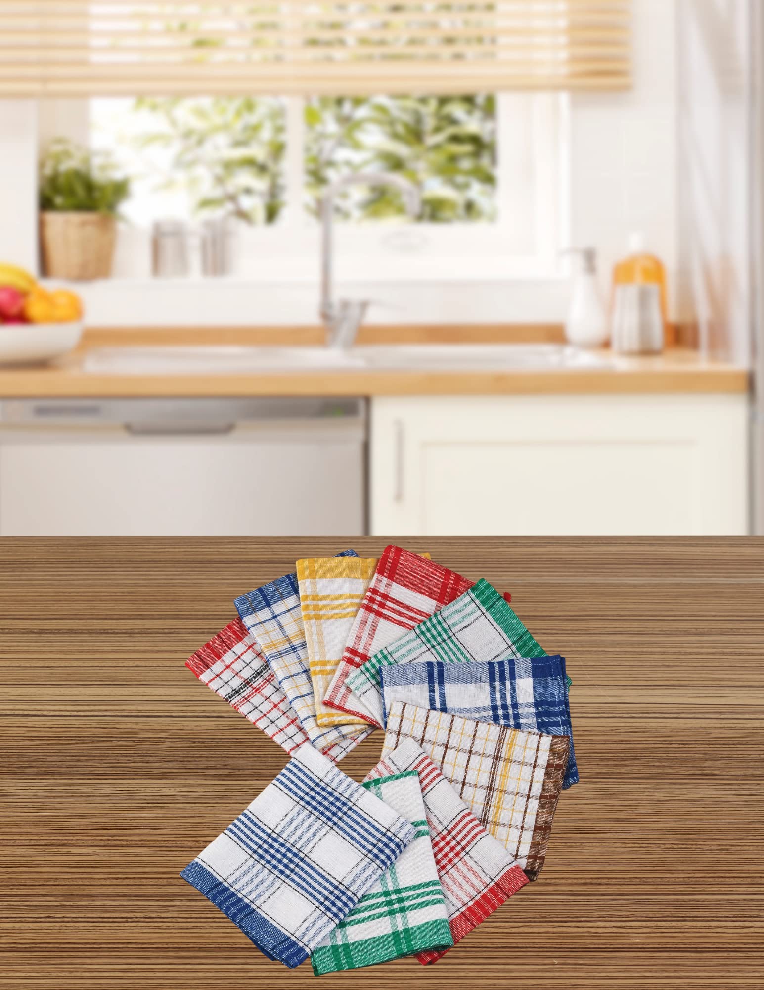 Innov8 Home Assorted Cotton Kitchen Towels, Set of 10 - Ultra Absorbant Towels for Kitchen