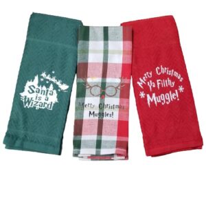 h potte* christmas kitchen/bathroom towel set potter gift