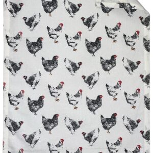 Set of 4, 100% Cotton, Farmhouse Design Black & White Rooster Sentiment Farmers Market, Kitchen Towel Set, Include 2 Kitchen Towels, 1 Pot Holder & 1 Ovenmitt.