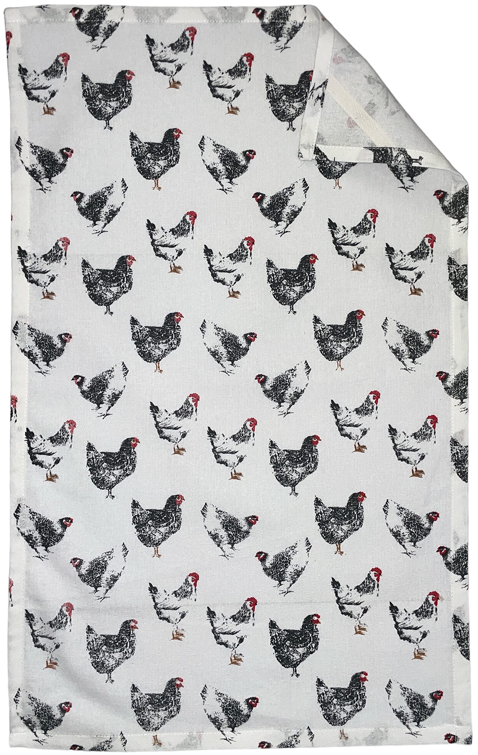 Set of 4, 100% Cotton, Farmhouse Design Black & White Rooster Sentiment Farmers Market, Kitchen Towel Set, Include 2 Kitchen Towels, 1 Pot Holder & 1 Ovenmitt.