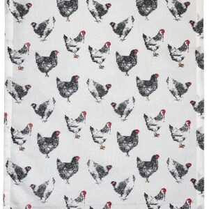 Set of 4, 100% Cotton, Farmhouse Design Black & White Rooster Sentiment Farmers Market, Kitchen Towel Set, Include 2 Kitchen Towels, 1 Pot Holder & 1 Ovenmitt.