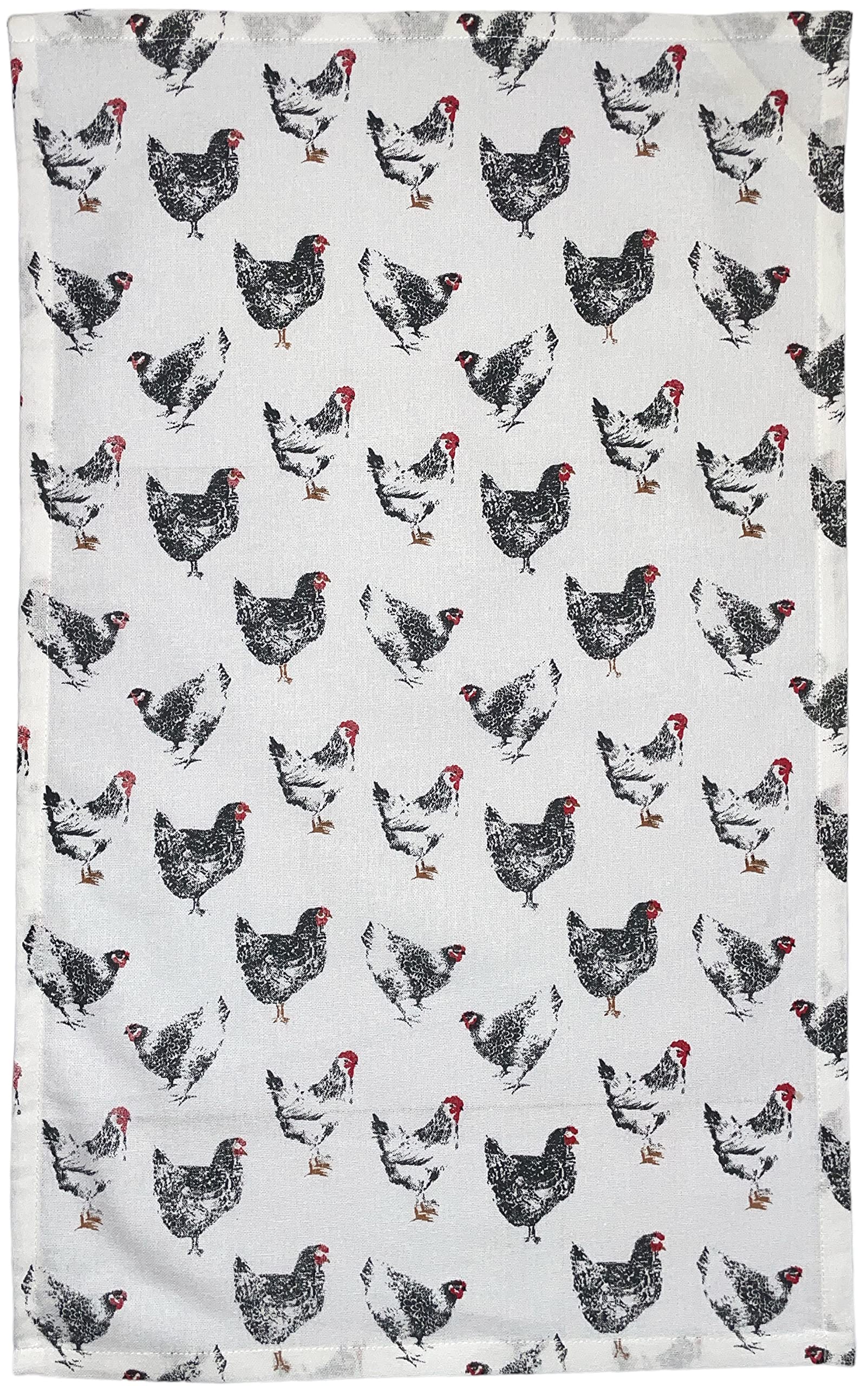 Set of 4, 100% Cotton, Farmhouse Design Black & White Rooster Sentiment Farmers Market, Kitchen Towel Set, Include 2 Kitchen Towels, 1 Pot Holder & 1 Ovenmitt.