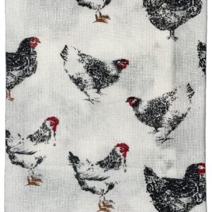 Set of 4, 100% Cotton, Farmhouse Design Black & White Rooster Sentiment Farmers Market, Kitchen Towel Set, Include 2 Kitchen Towels, 1 Pot Holder & 1 Ovenmitt.