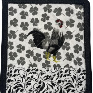 Set of 4, 100% Cotton Black & White Roosters Theme Farmhouse Kitchen Towels Set - Dish Towels, Include 2 Kitchen Towels, 1 Pot Holder & 1 Ovenmitt.