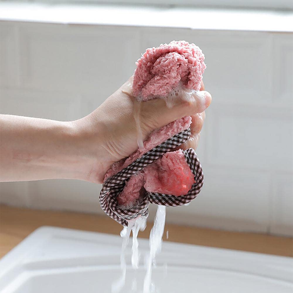 Coral Fleece Cleaning Cloths for Kitchen Super Absorbent Nonstick Oil Washable Fast Drying Velvet Dishcloths 1PC