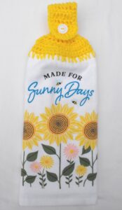 made for sunny days - sunflower- double thick/full handmade hanging kitchen towel