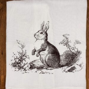 Tea Towel | Vintage Rabbit | Easter | Spring Bunny Hare | Dish Towel | Farmhouse Decor