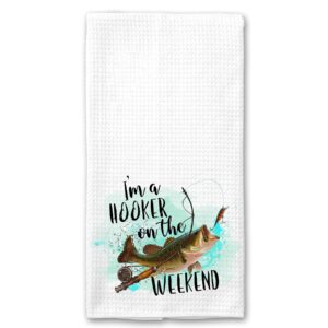 i'm a hooker on the weekend funny microfiber waffle weave kitchen towel