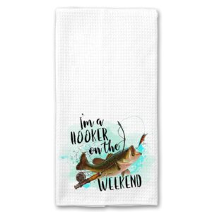 I'm a Hooker on the Weekend Funny Microfiber Waffle Weave Kitchen Towel