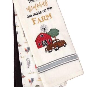 Loving Home Country Primitive Best Memories are Made on The Farm Kitchen Towel Set of 3 Cotton Decorative Tea Towels for Dish and Hand Drying