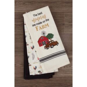 Loving Home Country Primitive Best Memories are Made on The Farm Kitchen Towel Set of 3 Cotton Decorative Tea Towels for Dish and Hand Drying