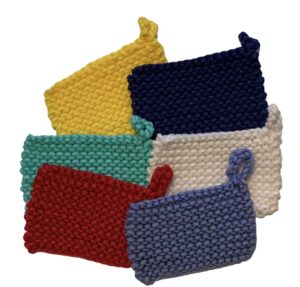 handmade knit nylon kitchen scrubbers - reusable - sponge - scouring pad - scrubbies - pot scrubbers - set of 2 - single layer