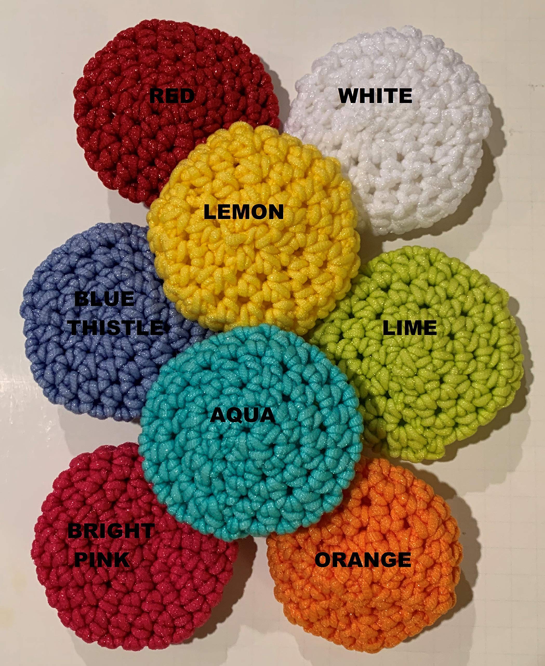 Handmade Knit Nylon Kitchen Scrubbers - Reusable - Sponge - Scouring Pad - Scrubbies - Pot Scrubbers - set of 2 - single layer