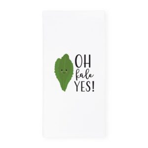 the cotton & canvas co. oh kale yes! soft and absorbent kitchen tea towel, flour sack towel and dish cloth
