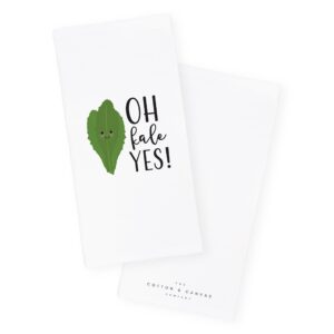 The Cotton & Canvas Co. Oh Kale Yes! Soft and Absorbent Kitchen Tea Towel, Flour Sack Towel and Dish Cloth