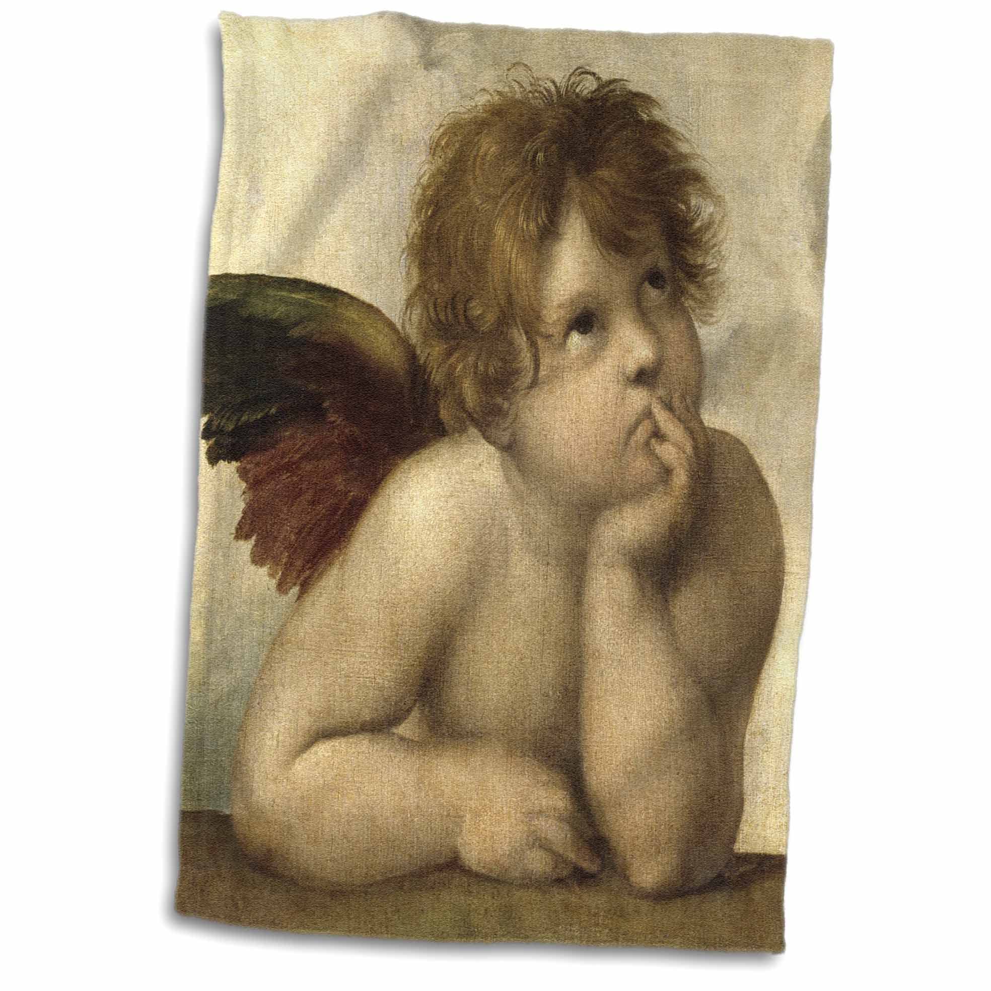 3dRose Raphael – Angel Right Towel, 15" x 22", White