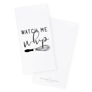 The Cotton & Canvas Co. Watch Me Whip Soft and Absorbent Kitchen Tea Towel, Flour Sack Towel and Dish Cloth