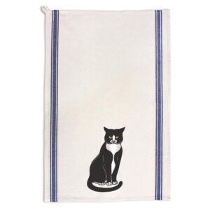 custom decor kitchen towels tuxedo cat c pets cats cleaning supplies dish towels blue stripe design only