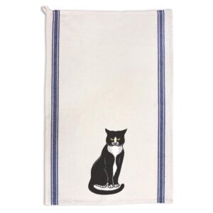 Custom Decor Kitchen Towels Tuxedo Cat C Pets Cats Cleaning Supplies Dish Towels Blue Stripe Design Only