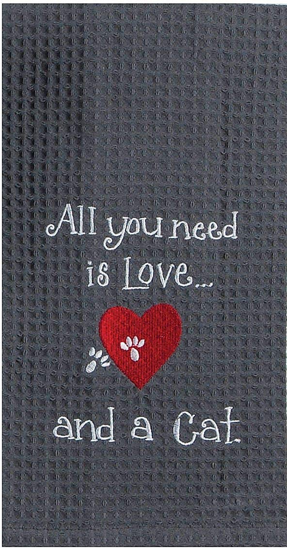 Kay Dee Designs Meow Cat Love Embroidered Waffle Towel