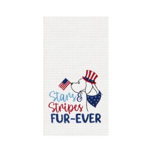 c&f home stars & stripes dog kitchen towel dishtowel clean-up decor machine washable decoration american flag u.s.a. freedom july fourth stars and stripes 18" x 27" multicolored