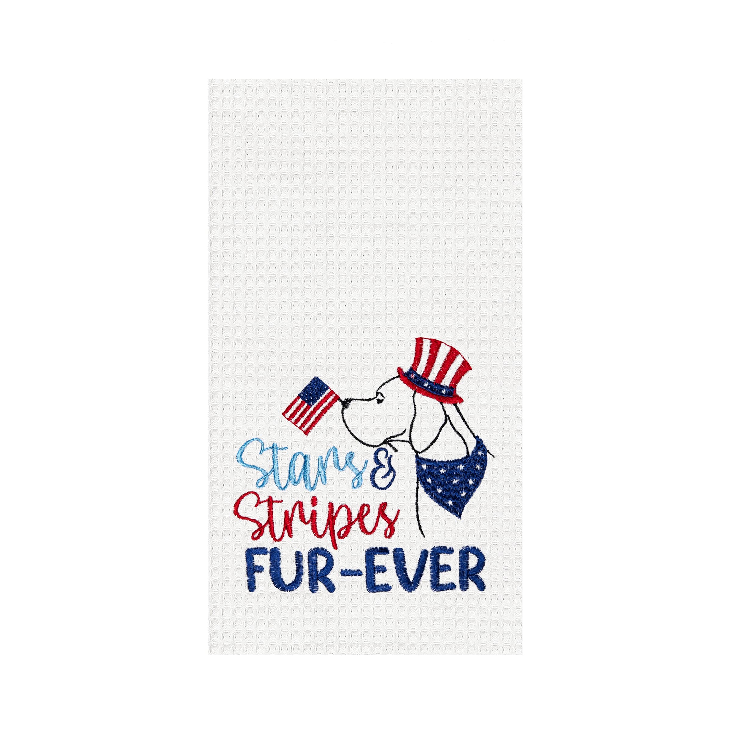 C&F Home Stars & Stripes Dog Kitchen Towel Dishtowel Clean-Up Decor Machine Washable Decoration American Flag U.S.A. Freedom July Fourth Stars and Stripes 18" x 27" Multicolored