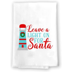 christmas decor | decorative kitchen and bath hand towels | leave a light on lighthouse santa beach | xmas winter novelty | white towel home holiday decorations | gift present