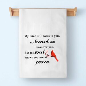 BDPWSS Cardinal Memorial Gift Bereavement Gift My Mind Still Talks to You My Heart Still Looks for You Kitchen Towel (My Mind Cardinal TW)