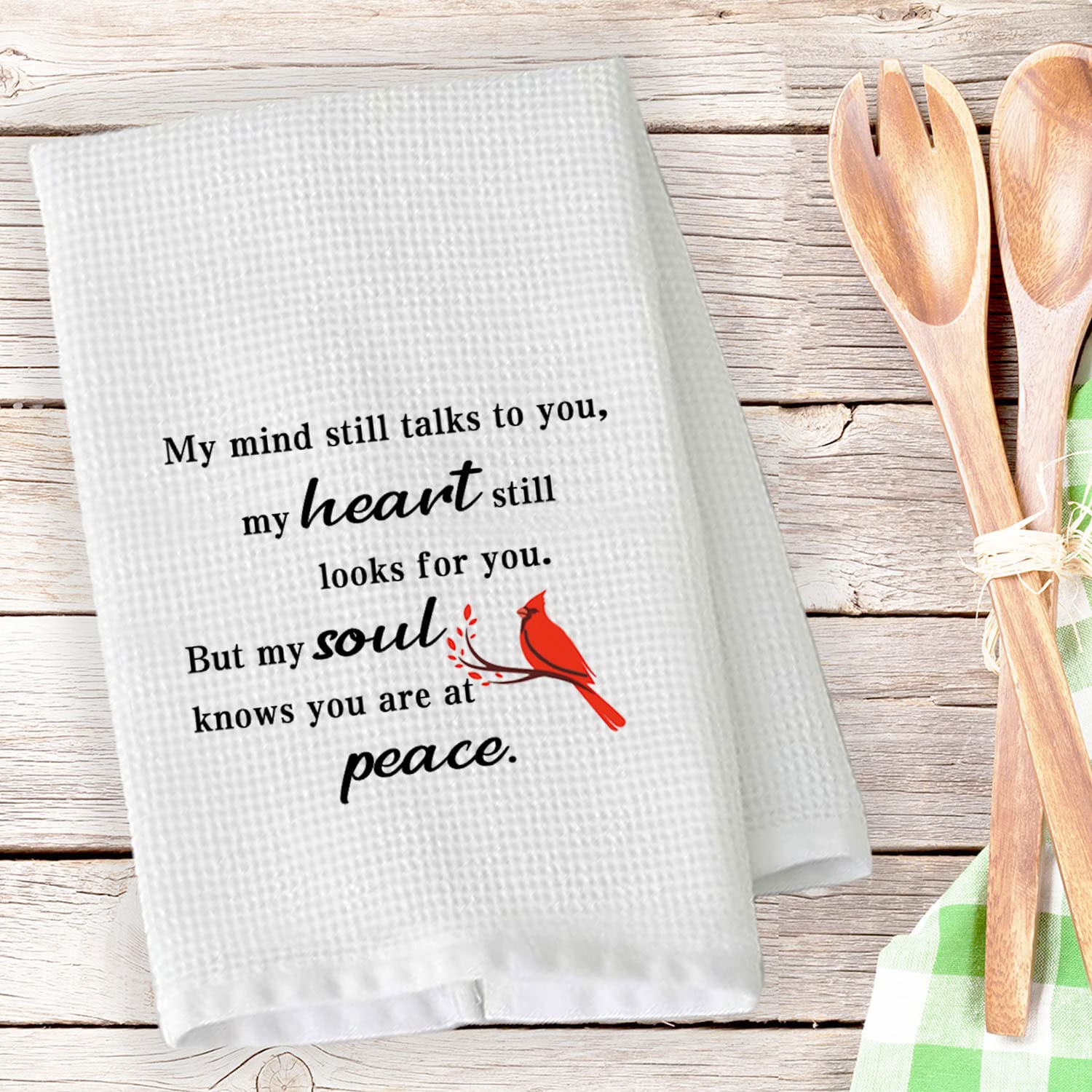 BDPWSS Cardinal Memorial Gift Bereavement Gift My Mind Still Talks to You My Heart Still Looks for You Kitchen Towel (My Mind Cardinal TW)