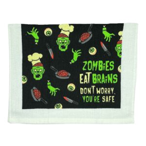 Crazy Dog T-Shirts Zombies Eat Brains Dont Worry Youre Safe Funny Undead Tea Towel Funny Kitchen Towels Halloween Novelty Kitchen Towels Zombies