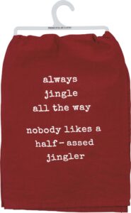 primitives by kathy decorative kitchen towel - always jingle all the way