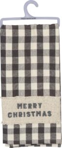 primitives by kathy decorative kitchen towel - merry christmas, farmhouse collection inspired plaid design