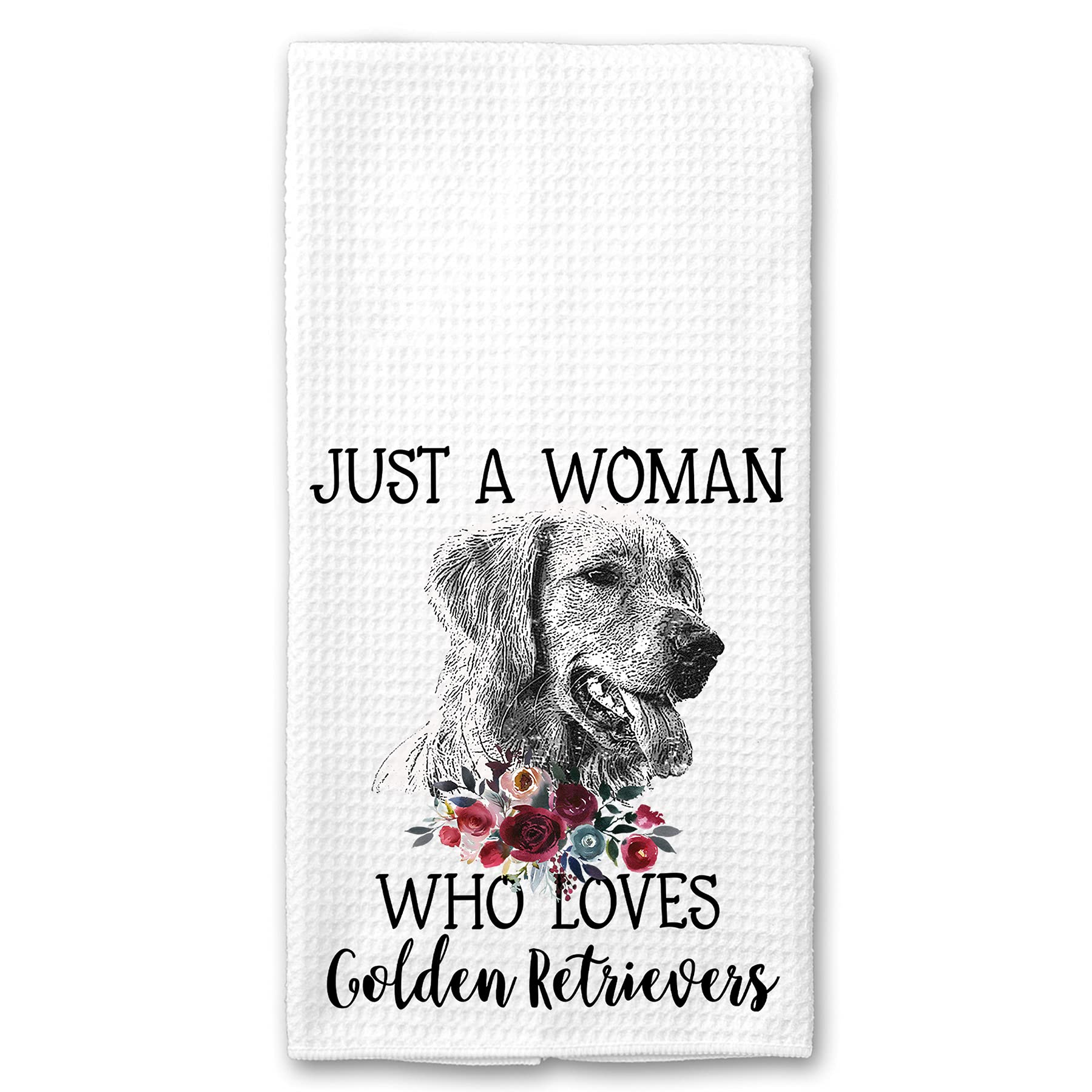 Just a Woman who Loves Golden Retrievers Microfiber Kitchen Towel Gift for Animal Dog Lover
