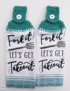 fork it! lets get takeout - 2 hanging kitchen towels