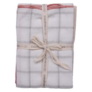 Creative Co-Op Cotton Woven Tea (Set of 3) Dish Towels, Red/White/Tan