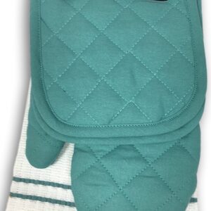 Topaz Kitchen Towel Set 5 Piece - Pot Holders, Oven Mitt and Terry Kitchen Towels