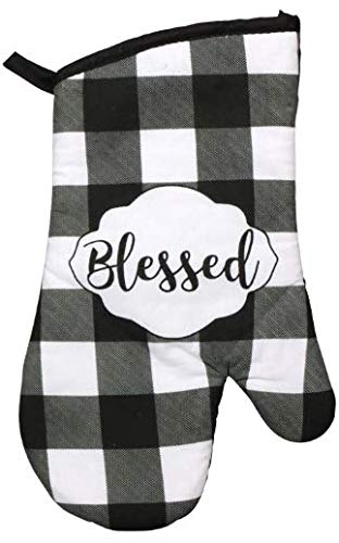 Buffalo Check Decor - Kitchen Linens - Dish Towel Set (5 Pc) Classic and Blessed Black and White Buffalo Check - Kitchen Towels - Oven Mitt - Pot Holders - Kitchen Decorations - Hand Towels