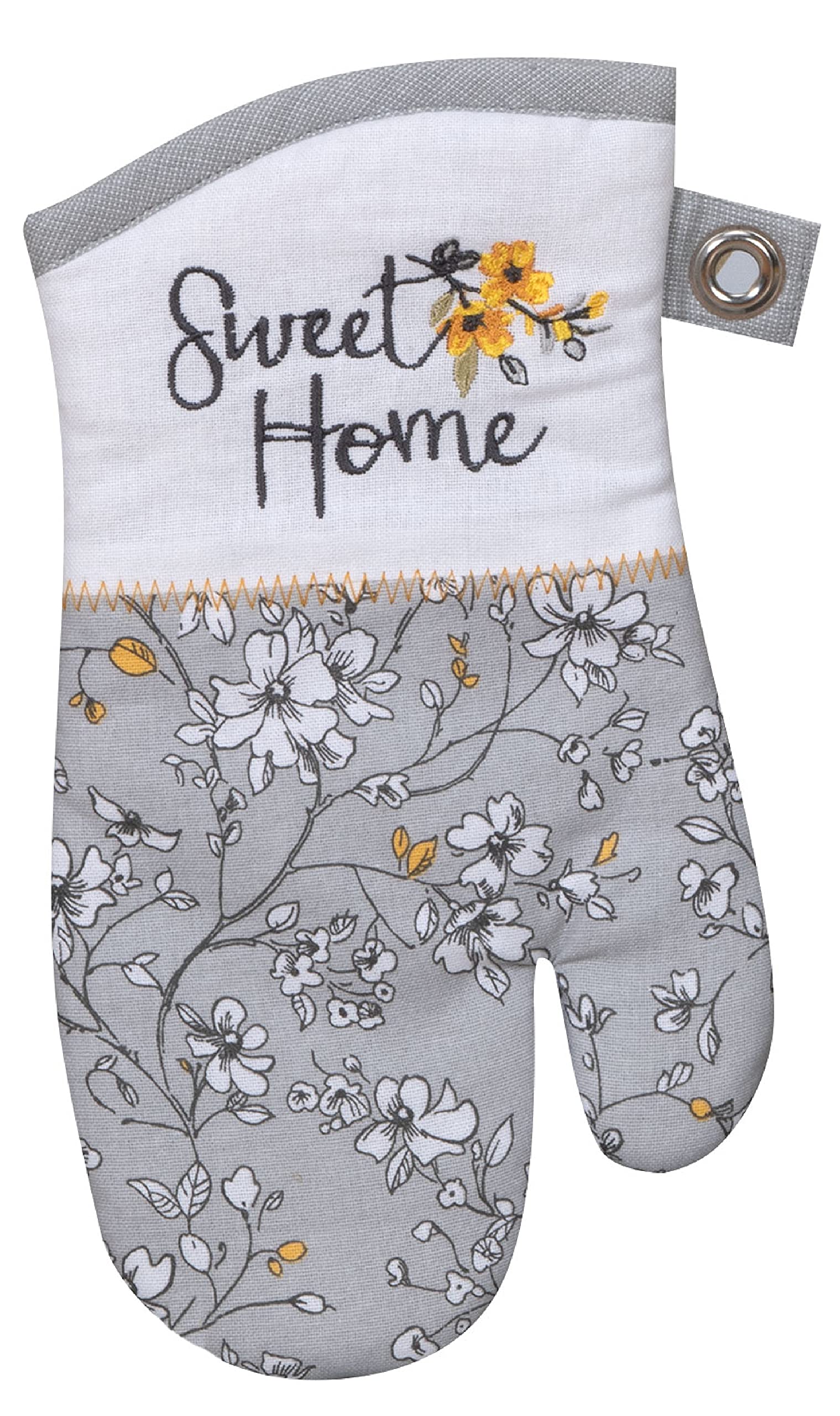 Generic Farmhouse Sweet Home Kitchen Linen Set: 4 Piece Bundle Includes Oven Mitt, Tea Towel, Flour Sack Towel and a Potholder by Kay Dee Designs, Gray Yellow