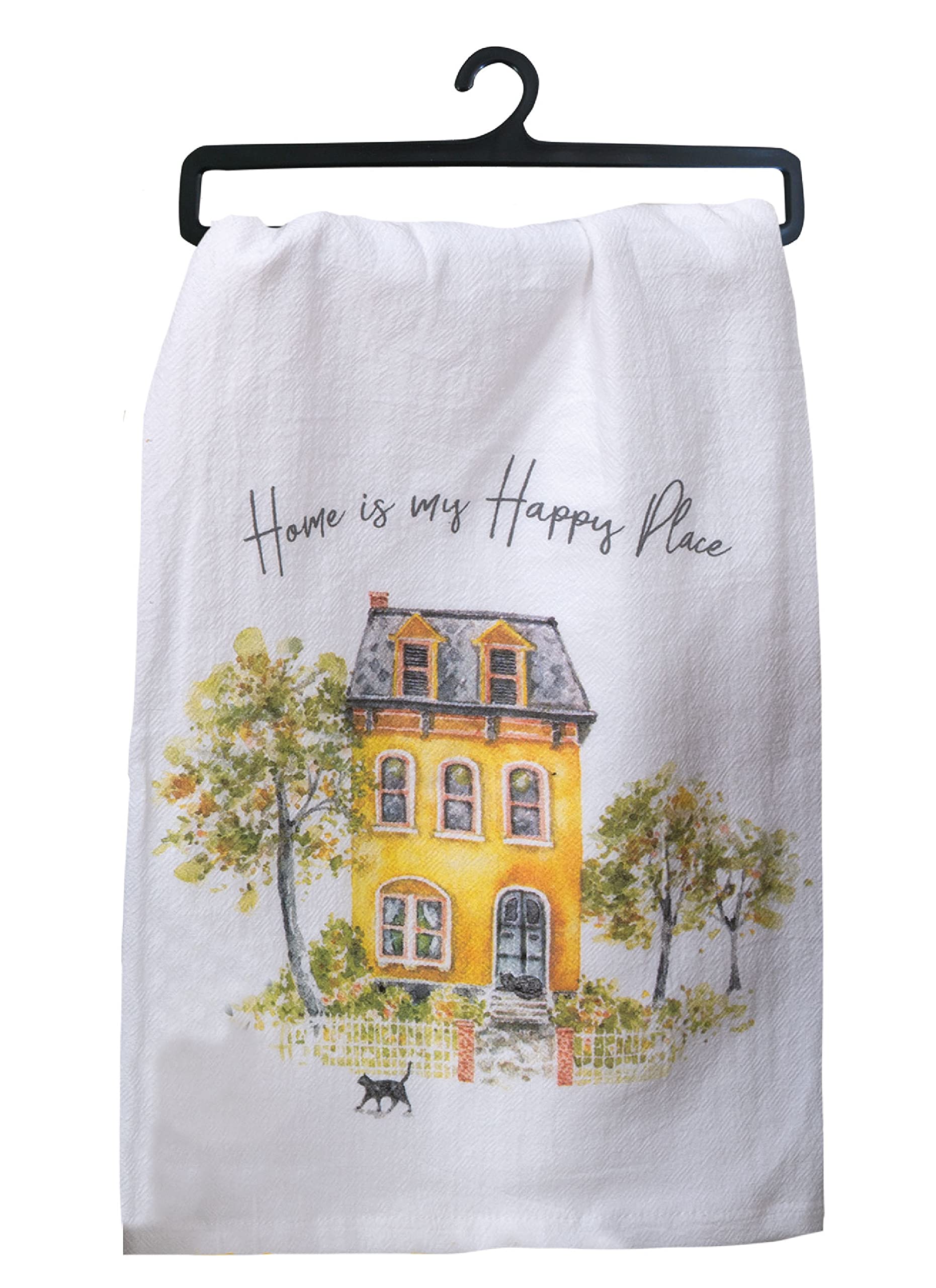 Generic Farmhouse Sweet Home Kitchen Linen Set: 4 Piece Bundle Includes Oven Mitt, Tea Towel, Flour Sack Towel and a Potholder by Kay Dee Designs, Gray Yellow