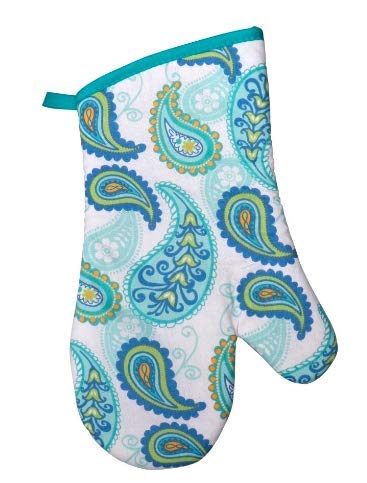 Paisley Decor - Kitchen Linen Set 4 Pc Celebrate with These Springtime Paisley and Flower Linens - Blue Sets Include Kitchen Towel 2 Potholders 1 Oven Mitt - Potholders - Kitchen Decor - Oven Mitts