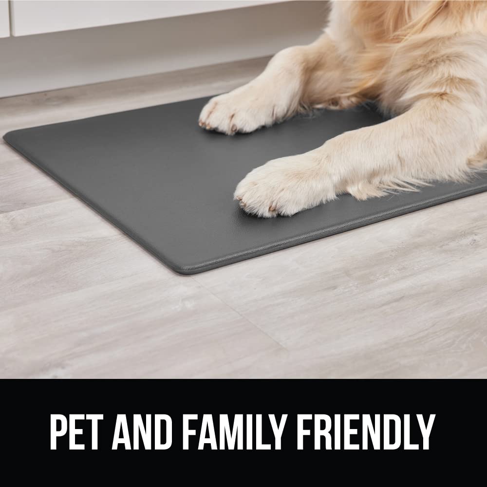 Gorilla Grip Set of 2 Anti Fatigue Cushioned Waterproof, Stain and Scratch Resistant Kitchen Floor Mats, Ergonomic Standing Office Desk Mat, Supportive Padded Memory Foam Rugs, 17x24 + 17x48 Charcoal