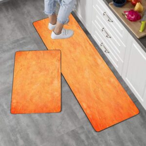 Gesmatic Kitchen Rugs Washable, Farmhouse Kitchen Rugs 17"X48" 17"X24" Orange Color Painting Wall Bathroom Non Slip Microfiber Kitchen Rugs and Mats Coffee Kitchen Rugs and Mats Farmhouse 2 Piece