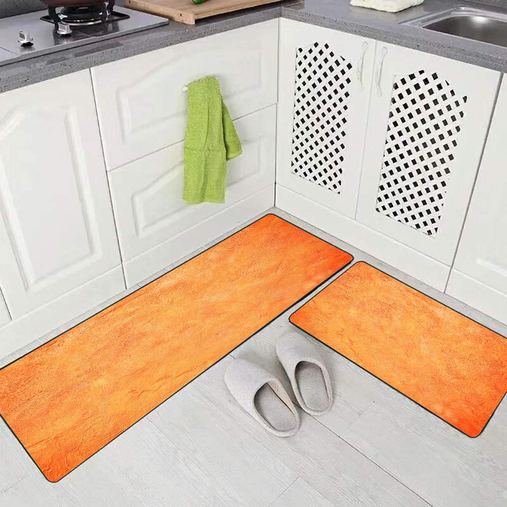 Gesmatic Kitchen Rugs Washable, Farmhouse Kitchen Rugs 17"X48" 17"X24" Orange Color Painting Wall Bathroom Non Slip Microfiber Kitchen Rugs and Mats Coffee Kitchen Rugs and Mats Farmhouse 2 Piece