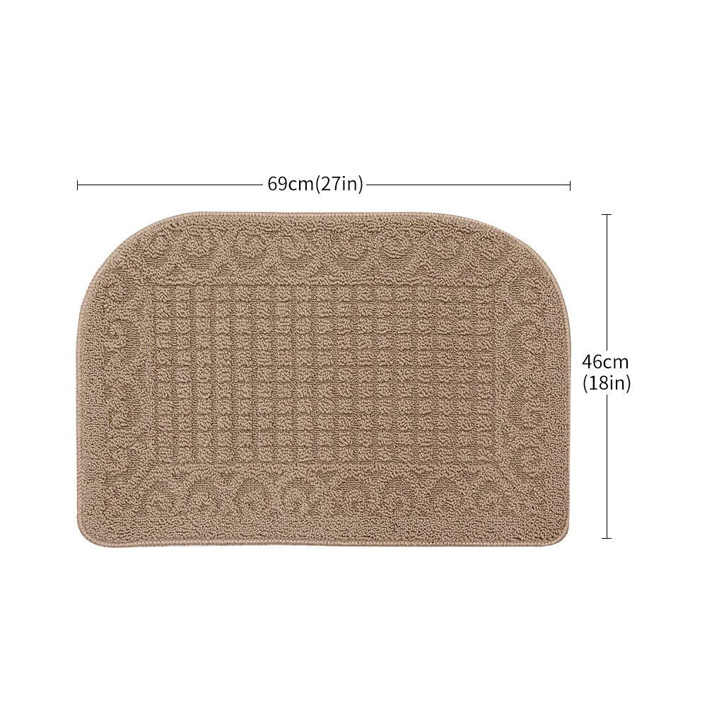 COSY HOMEER 27X18 Inch Anti Fatigue Kitchen Rug Mats are Made of 100% Polypropylene Half Round Rug Cushion Specialized in Anti Slippery and Machine Washable,Beige(2 pcs)