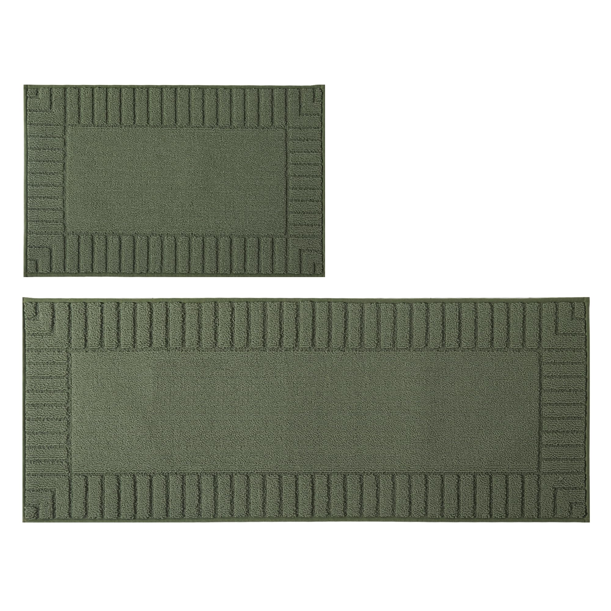 BEQHAUSE-Kitchen-Rugs-Non Slip-Kitchen-Mats-for-Floor Machine Washable Kitchen Rugs 2 Pieces Kitchen Carpet Runner with TPR Backing,Green,20x30inch/20x48inch