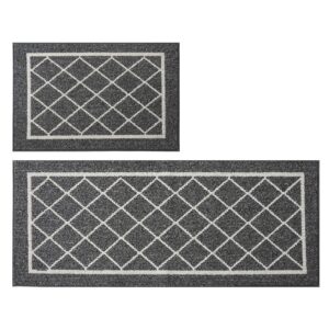 BEQHAUSE-Kitchen-Rugs-Non-Slip-Kitchen-Mats-for-Floor Machine Washable Kitchen Mats 2 Pieces Grey Kitchen Runner Carpet with TPR Backing 24x35inch/24x60inch