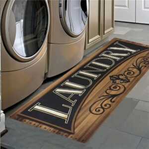 Cekene Laundry Room Runner Rug Non-Slip Rubber Laundry Floor Mat Durable Washable Mats for Washhouse Kitchen Doormat Farmhouse Decor 20x59 inch