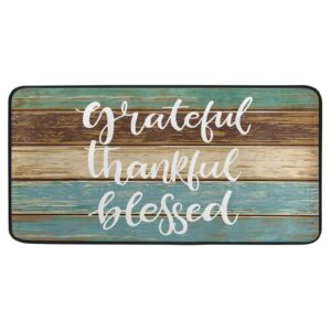 kitchen mat rustic brown turquoiseteal barn wood grateful thankful blessed 39 x 20 inch comfort floor mat rug perfect carpet for kitchen, floor home, office, sink, laundry