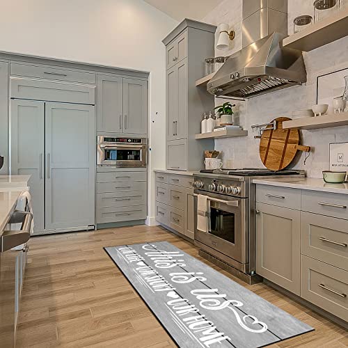 Farmhouse Kitchen Mat Set of 2 Non Slip Thick Kitchen Rugs and Mats Wood Grain Waterproof Anti Fatigue Mats for Kitchen Floor Farmhouse Kitchen Rug Runner Standing Mat, 16 x 47 Inch, 16 x 28 Inch